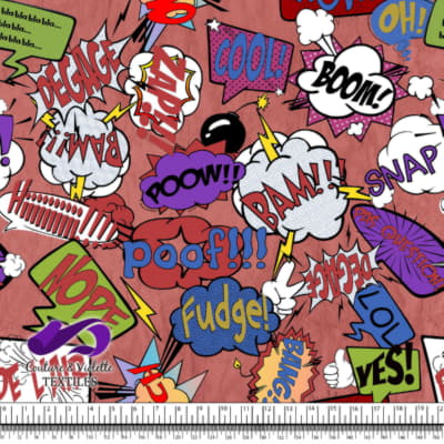 Comic book - Speech bubbles Fudge on red background