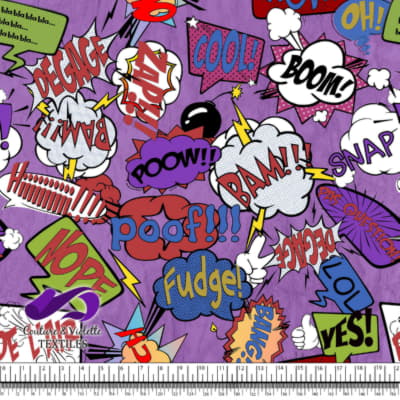 Comic book - Speech bubbles Fudge on violet background