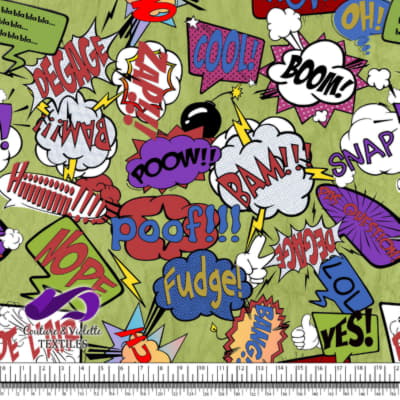 Comic book - Speech bubbles Fudge on green background