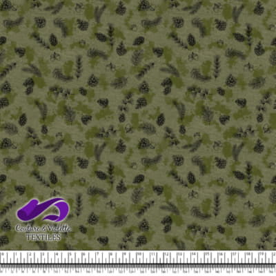 Conifers and Kakis Spots on Olive background