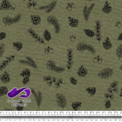 Conifers on Olive background