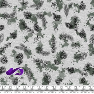 Conifers and Sauge Spots on White background