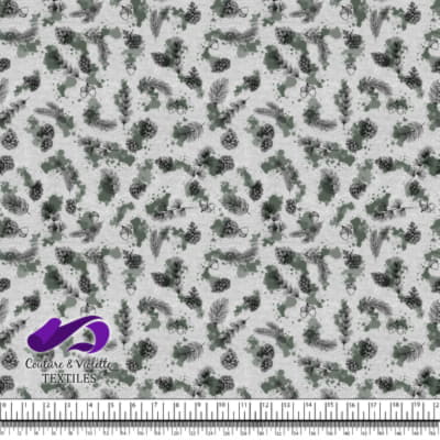 Conifers and Sauge Spots on White background