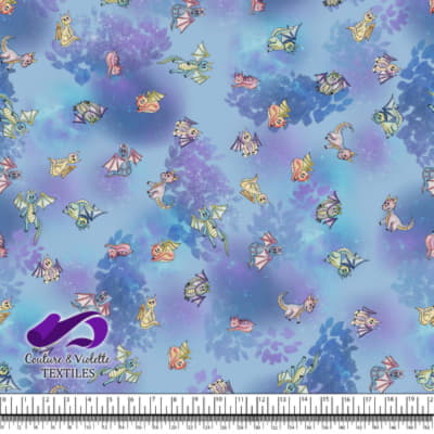 Dragons - Fantastic dragon on textured Clear sky blue background