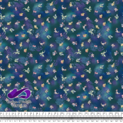 Dragons - Fantastic dragon on textured deep teal background