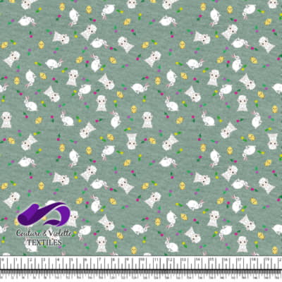 Easter - Cute animals on textured granite green background