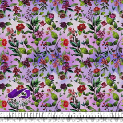 Embroidery bloom - Roses on purple background