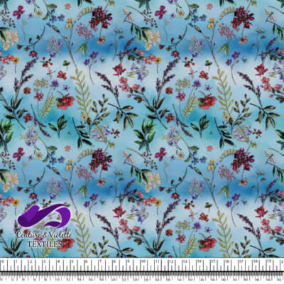 Embroidery bloom - Wildflowers on blue background