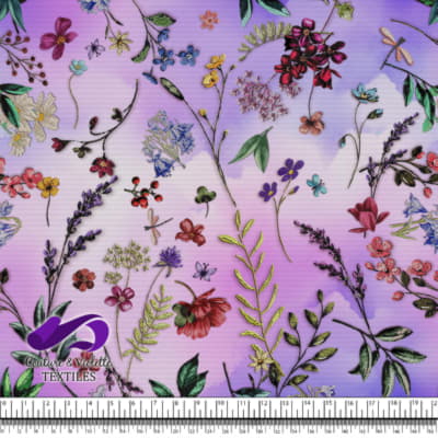 Embroidery bloom - Wildflowers on purple background