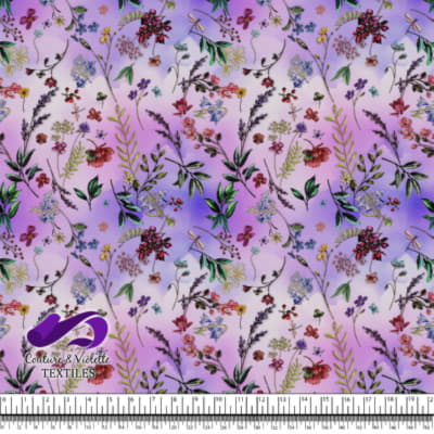 Embroidery bloom - Wildflowers on purple background
