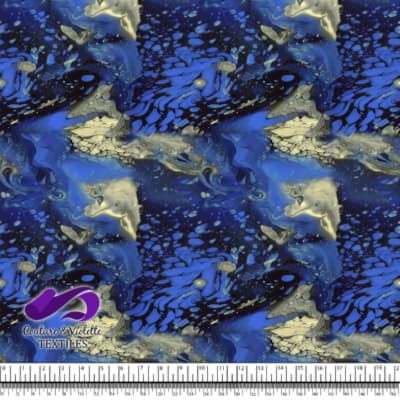 Emulsion resin - Abstract blue and gold marbleized with fluid textures