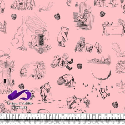 Winnie The Pooh - Gravures on Strawberry Cream background