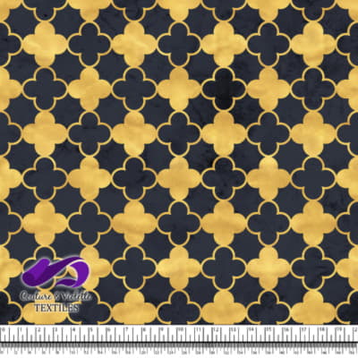 Geo art deco - Clovers gold - After midnight blue