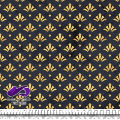 Geo art déco - Flowers gold - After midnight blue