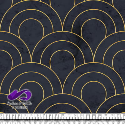 Geo art deco - Scales gold - After midnight blue