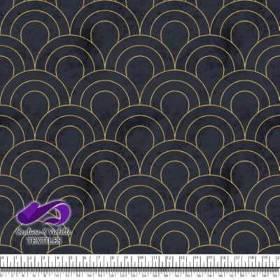 Geo art deco - Scales gold - After midnight blue
