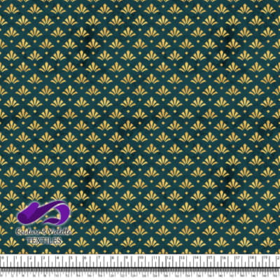 Geo art déco - Flowers gold - Deep teal