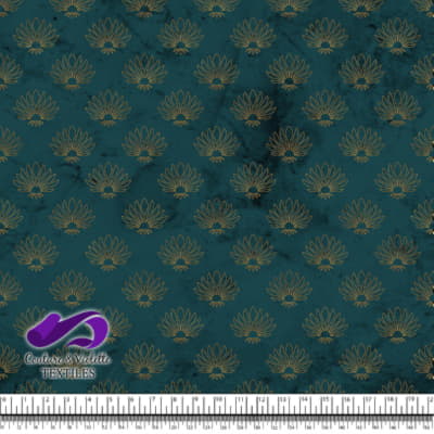 Geo art déco - Scallops gold - Deep teal