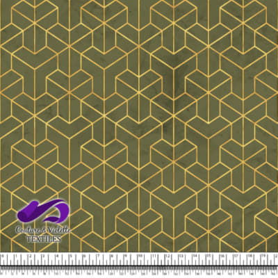 Geo art déco - Step corner gold - Olive