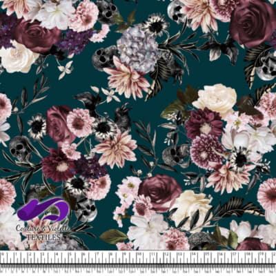 Shadow dream - Flower and skulls - Dark sarcelle