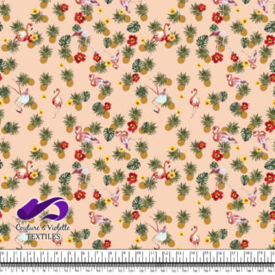 Tropical - Flora & flamingos - Peach
