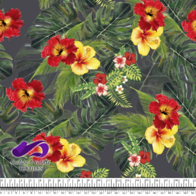 Tropical - Jungle hibiscus  - Anthracite