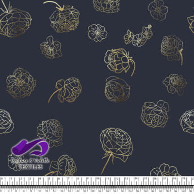 Autumn flowers - Gold - After midnight blue