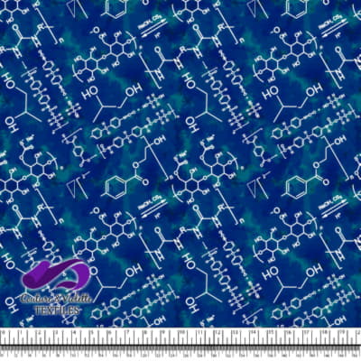 Techno - Molécules - Blanc sur fond bleu