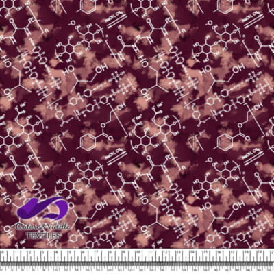 Techno - Molécules - Blanc sur fond rouge vin