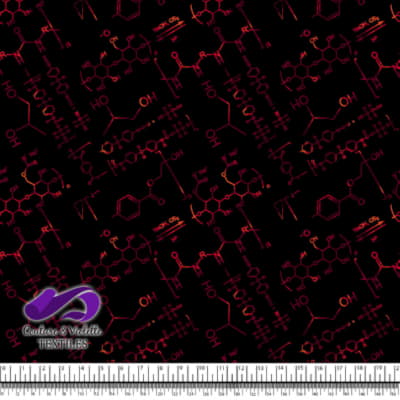 Techno - Molecules - Red on black background